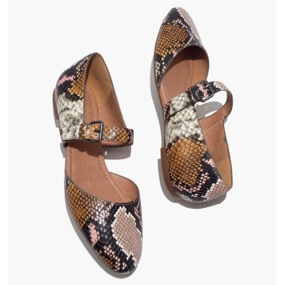 Madewell Shoes - Madewell Alina Mary Jane Flat Snakeskin Leather